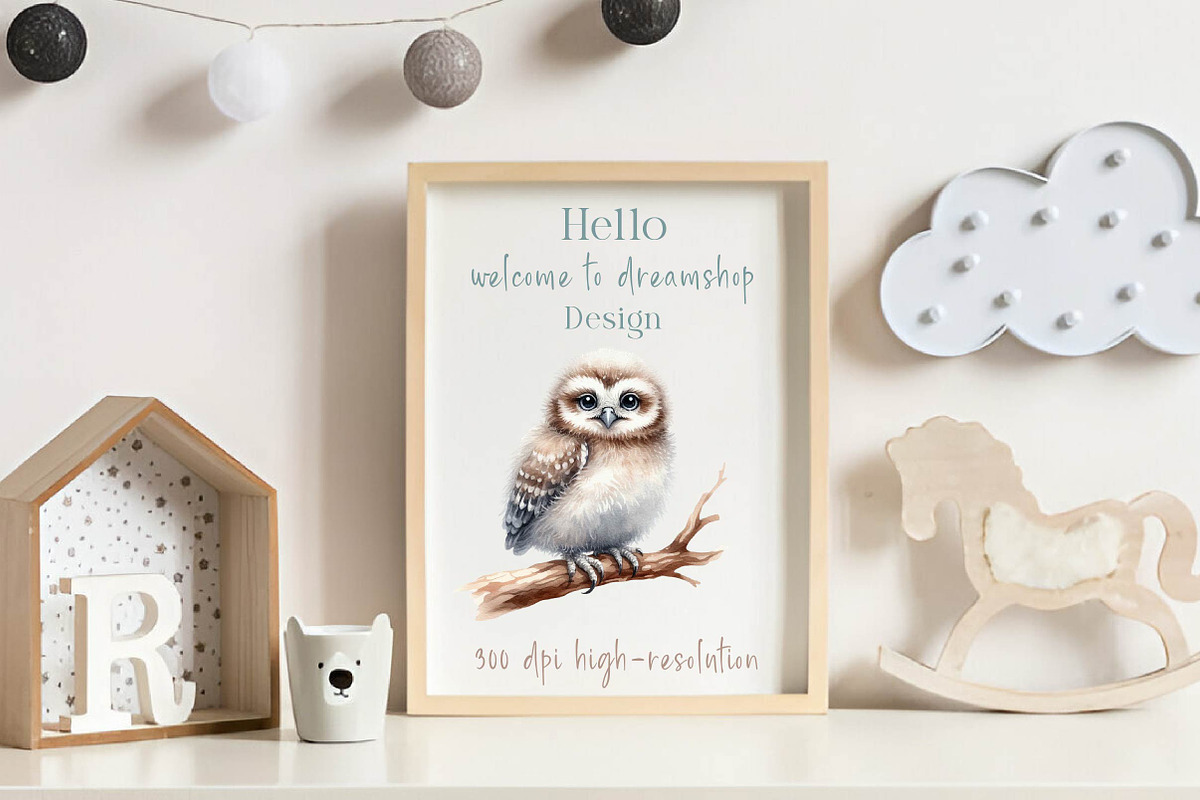 Baby owl watercolor clip art, an Illustration by CreationArt (Photo 4 of 6)