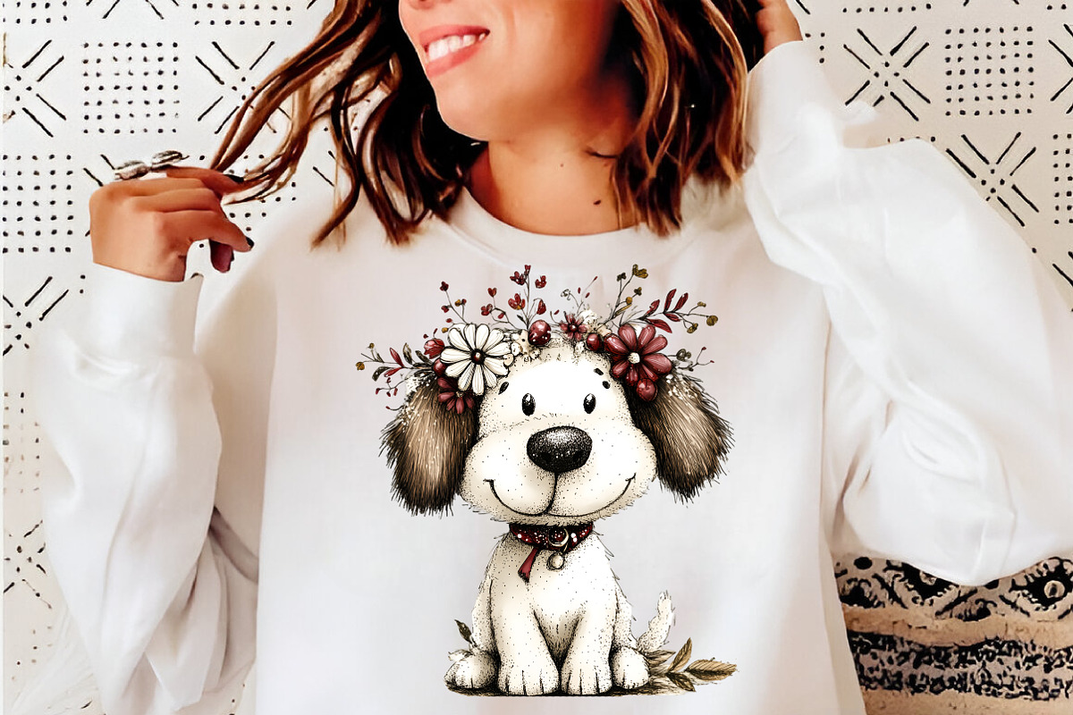 Whimsical Dogs Floral Clipart, an Illustration by SinaCreation (Photo 8 of 11)