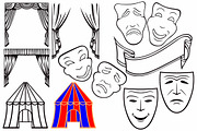 Set of theatrical masks, a Decorative Illustration by LineworkStock (Thumbnail 1 of 3)