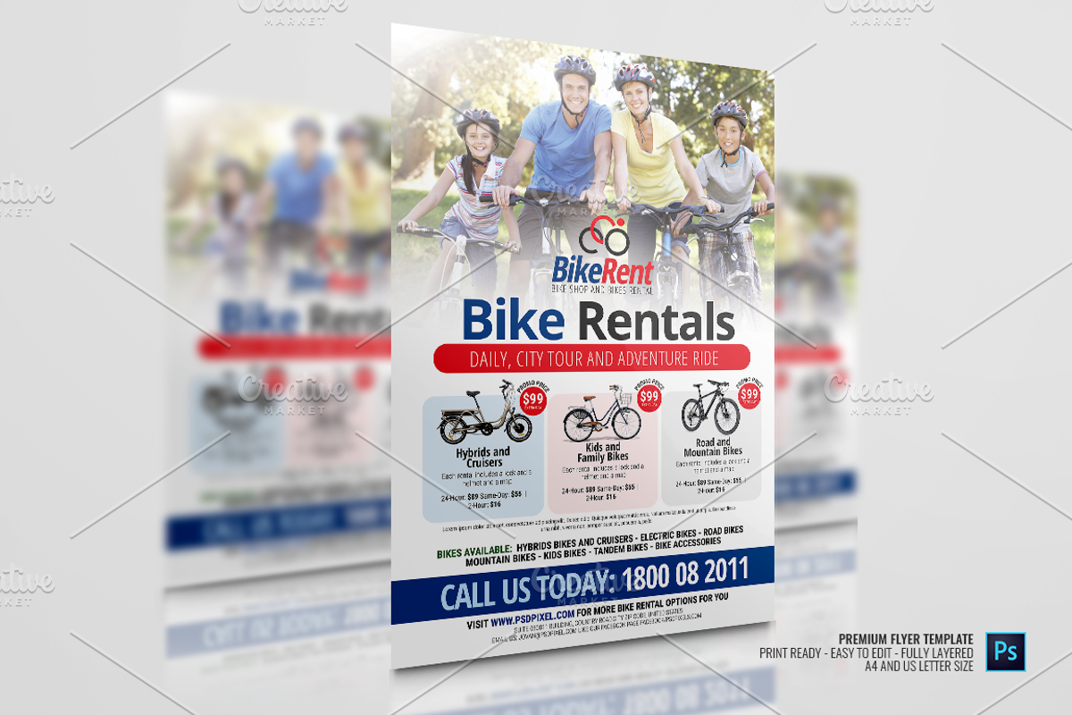 Bike Rentals Flyer, a Flyer Template by PSDPixel (Photo 3 of 5)