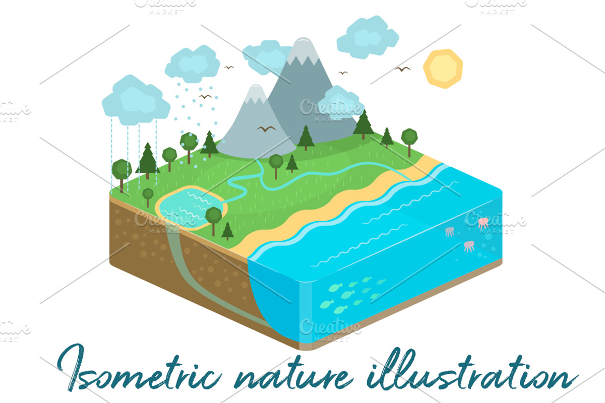 Isometric Nature illustration VECTOR, an Object Illustration by Natalka Dmitrova art (Photo 2 of 2)