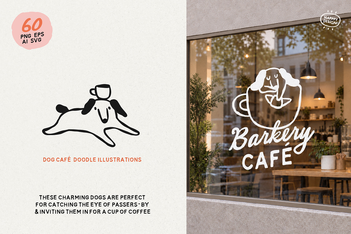 Dog & Coffee Clipart Cafe, an Animal Illustration by happpydesign (Photo 7 of 11)