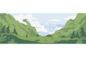 Panoramic mountain landscape, a Seasonal Illustration by Good Studio