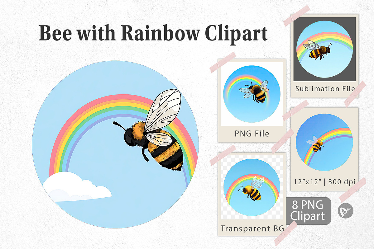 Bee with Rainbow Clipart, a Graphic by Artnoy (Photo 1 of 5)