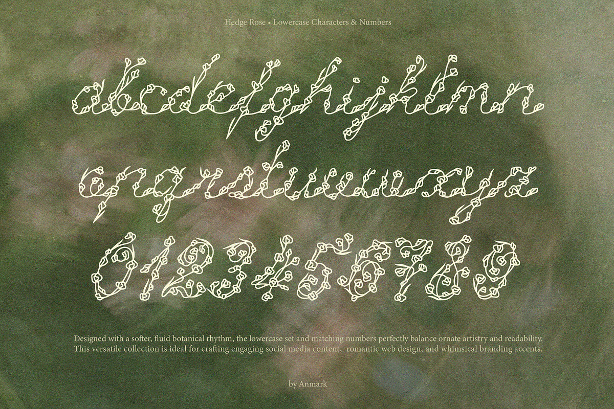 Hedge Rose Decorative Floral Script, a Script Font by AnMark (Photo 9 of 10)