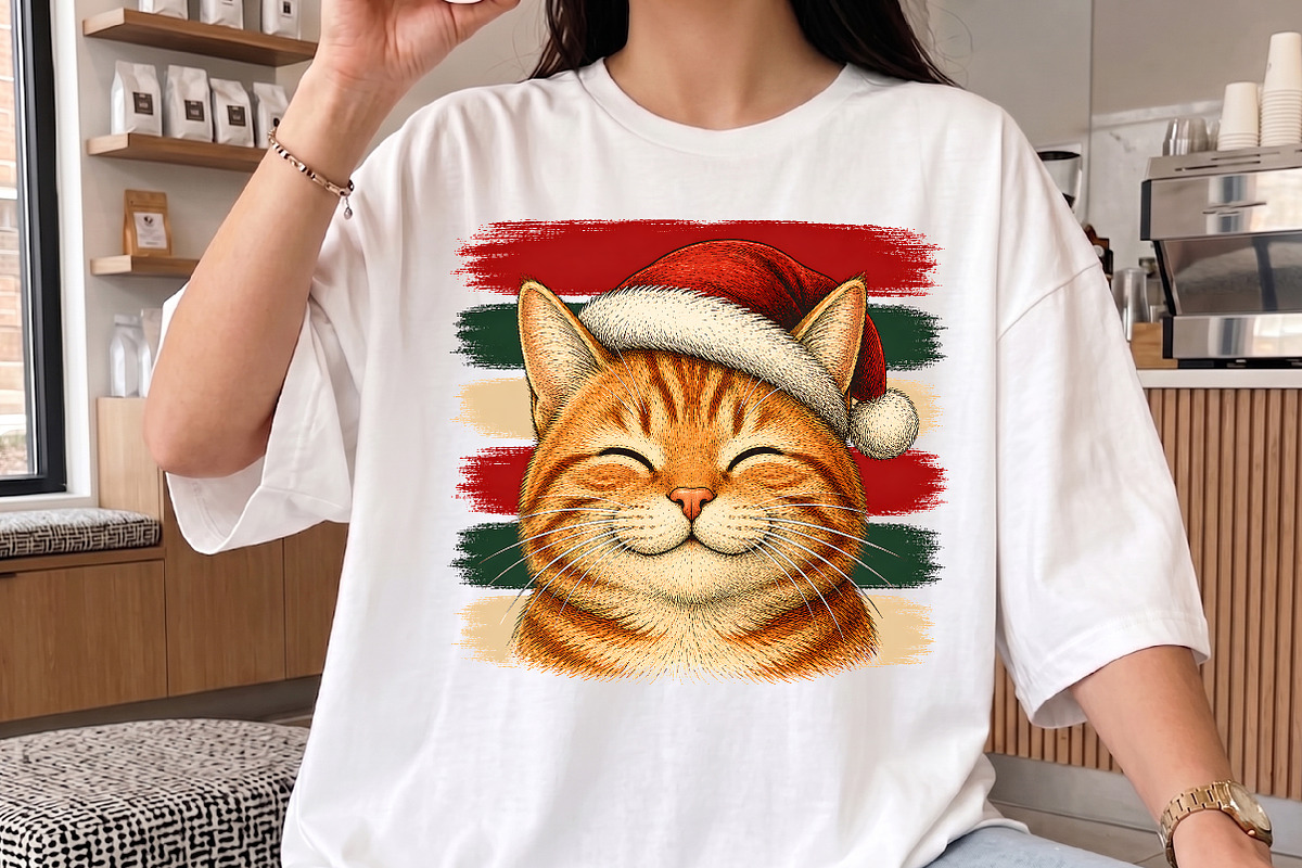 Vintage Stripes Cat Christmas PNG, a Seasonal Illustration by Libby Wishes (Photo 3 of 4)