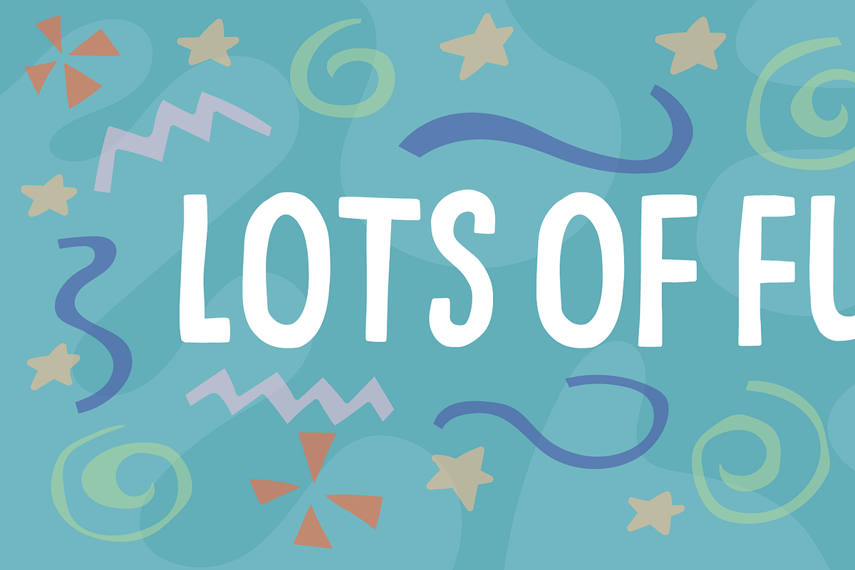 Lots Of Fun, a Sans Serif Font by pizzadudedotdk (Photo 1 of 10)