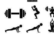 Fitness Workout Silhouette Icon Set, an Illustration by musafir_fashion (Thumbnail 48 of 51)