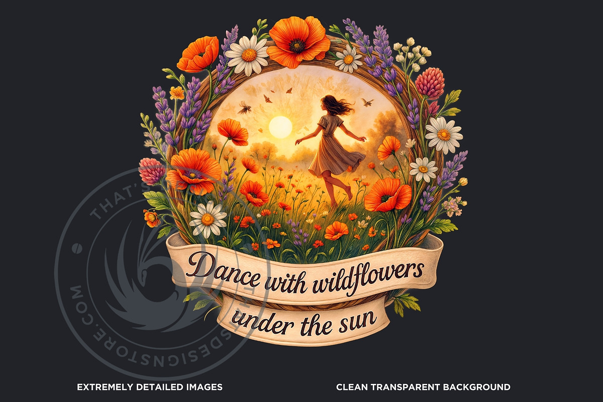 Summer Wildflower & Meadows Cliparts, a Seasonal Illustration by ThatsDesignArt (Photo 3 of 10)