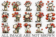 Whimsical Cat Tulips Drawing Clipart, a Seasonal Illustration by Canvas Craft (Thumbnail 4 of 10)