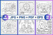 Cozy Nooks Colorign Page Vol-01, an Animal Illustration by Coco Bloom (Thumbnail 2 of 3)