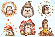 Watercolor Autumn Cute Hedgehog PNG, an Illustration by Craft Nest (Thumbnail 4 of 9)