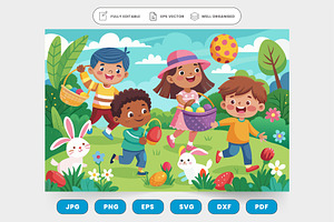 Children happily playing in the park
