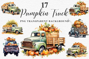 Halloween Truck With Pumpkin Clipart
