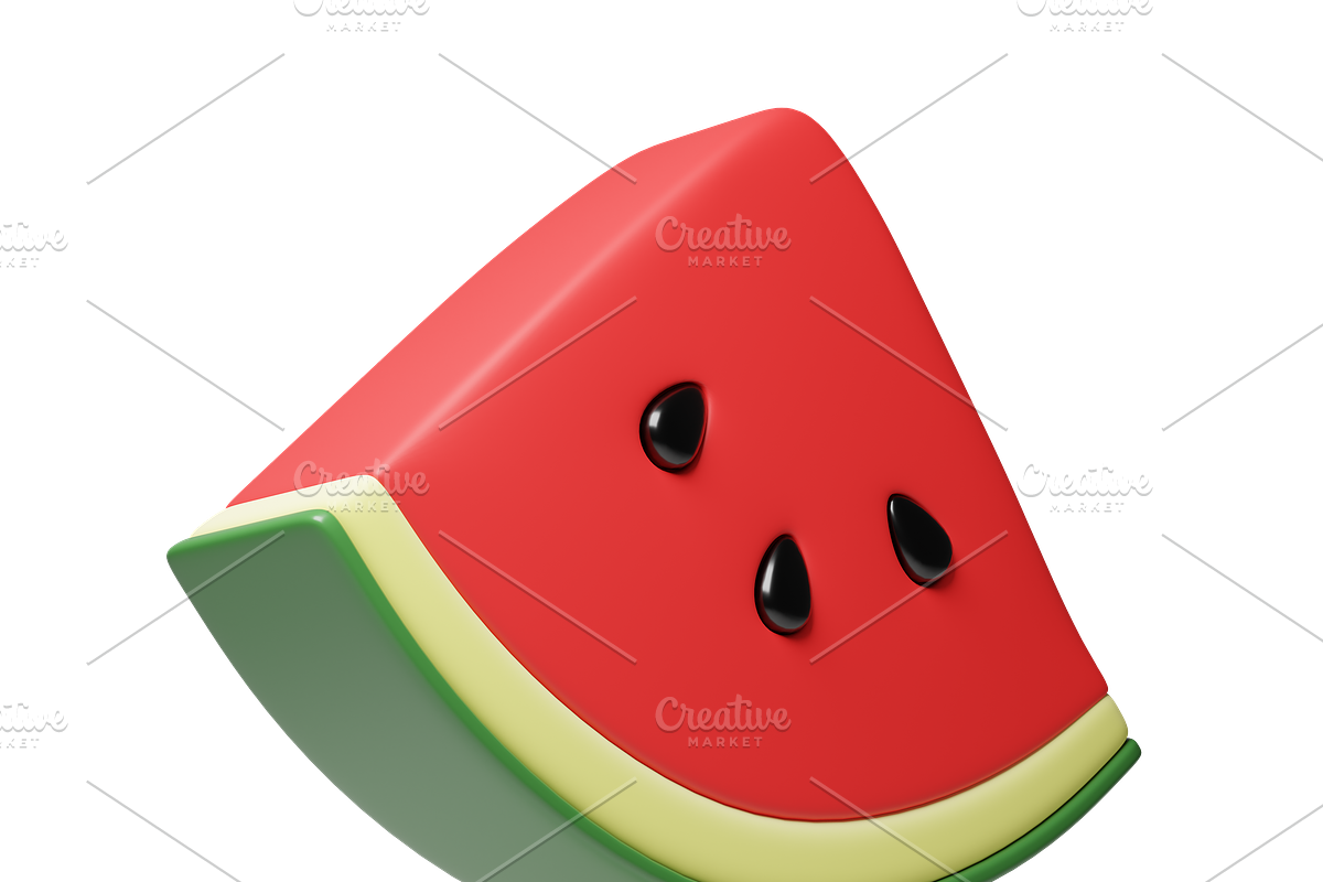 Cute 3D Watermelons icons, a Food & Drink 3D Model by Hannet (Photo 2 of 7)