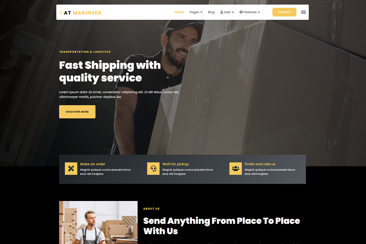 AT Marinser Onepage WordPress Theme, a WordPress Template by LTheme (Photo 1 of 2)
