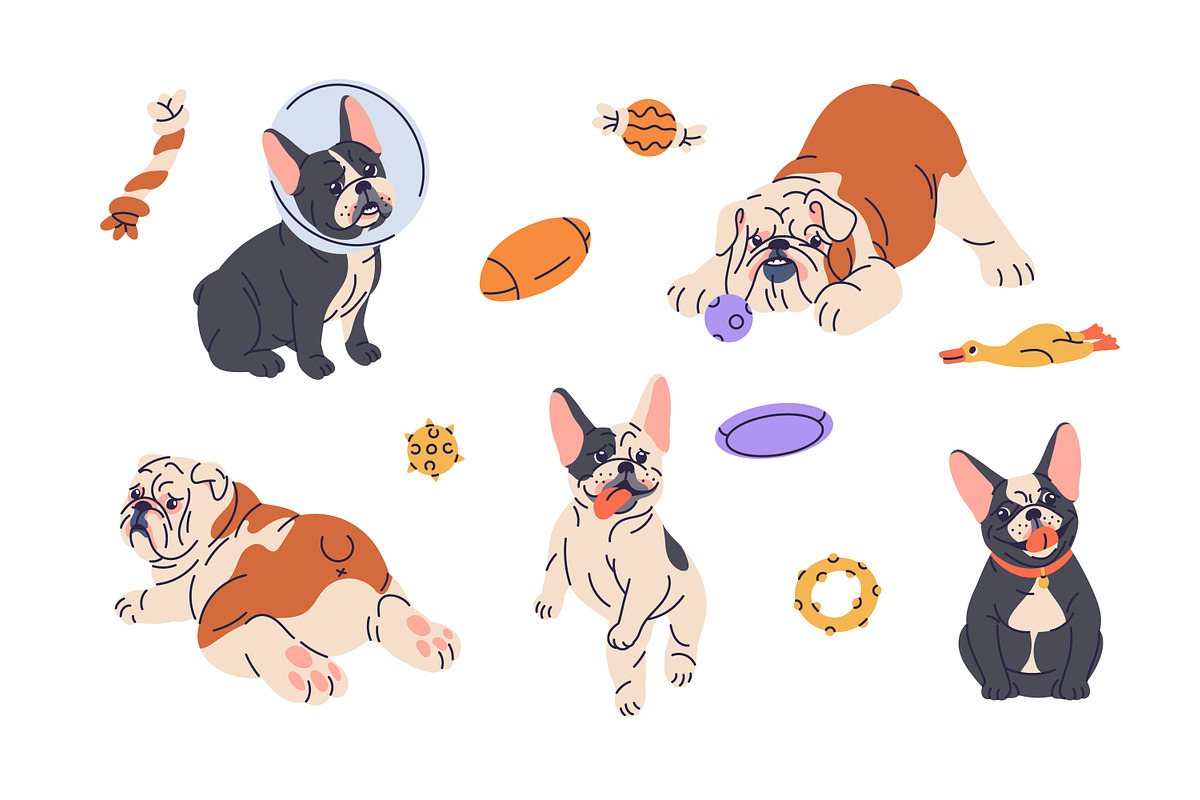English & French bulldogs, dogs set, an Animal Illustration by Good Studio (Photo 5 of 7)