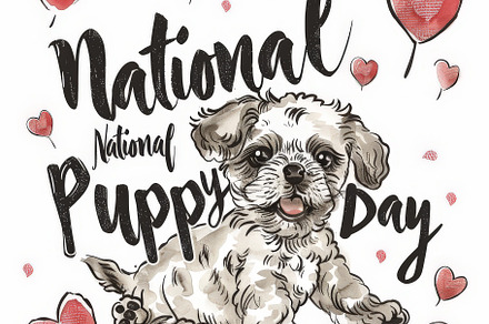National Puppy Day poster, banner wi, an Animal Photo by Pixeness