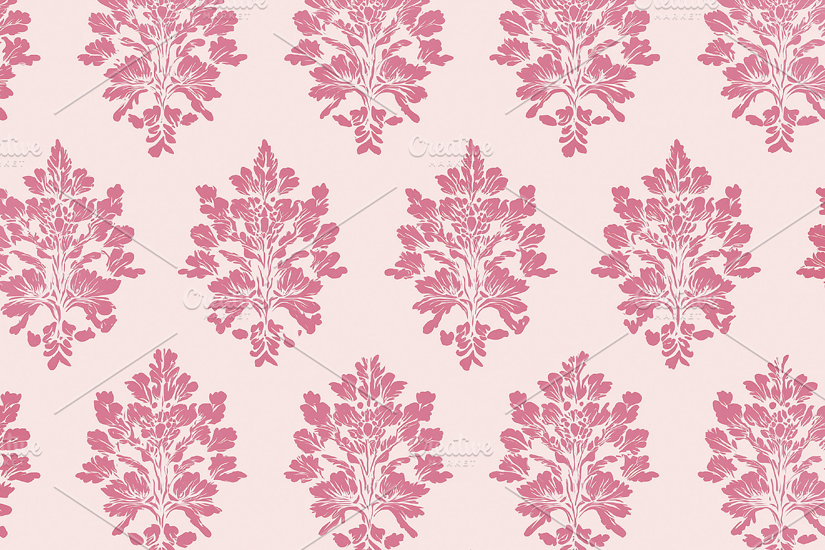 Damask pattern background with repeating classic floral motifs i, a Pattern Graphic by Studio ANNA
