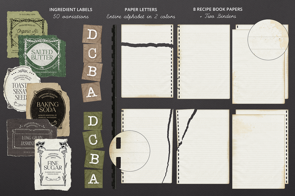 Buni's Heirloom Cookbook Collage Kit, an Object Graphic by Moon Starer Studio (Photo 5 of 10)