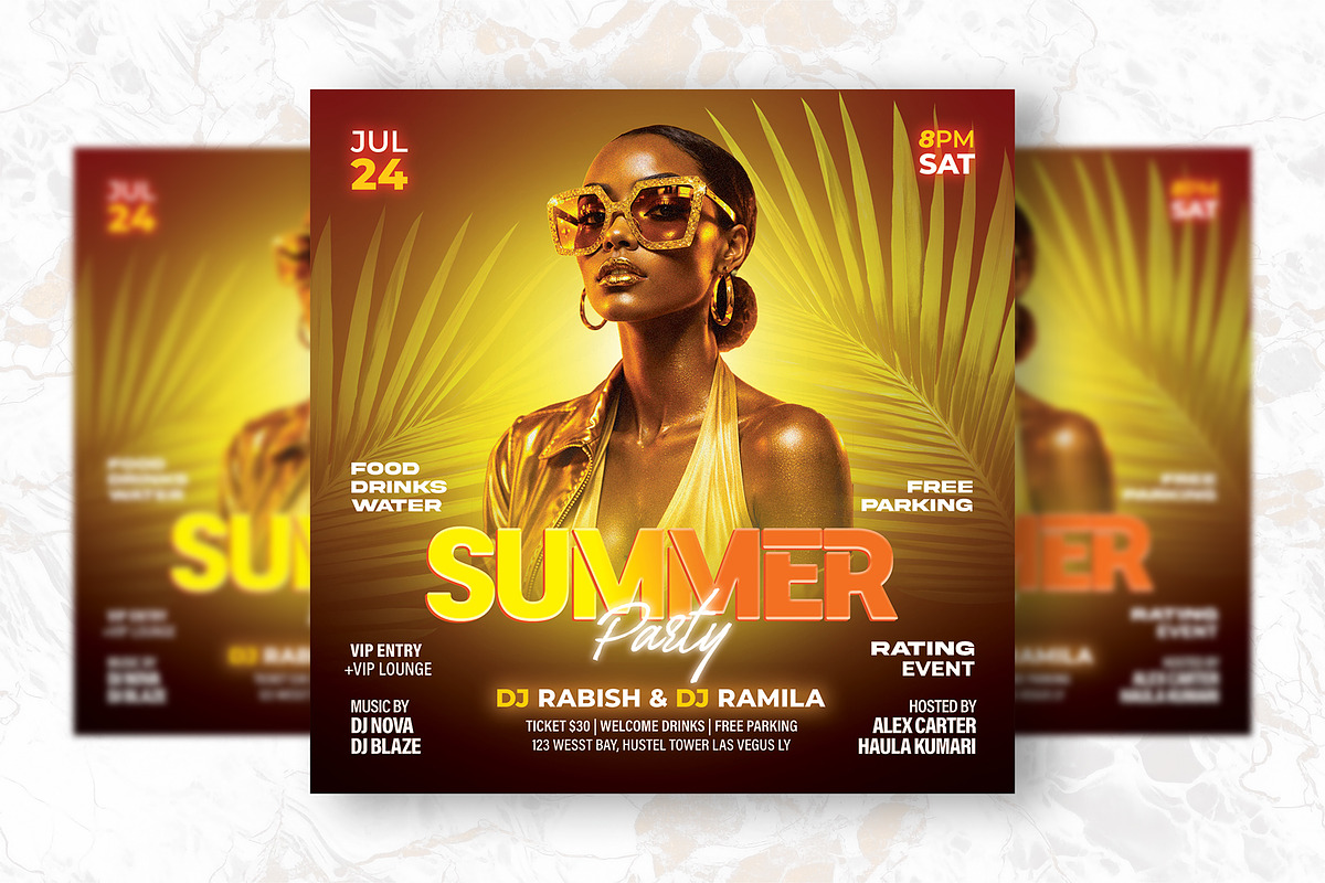 Summer Party Flyer Design Template, a Flyer Template by Shajib Shikder (Photo 2 of 2)