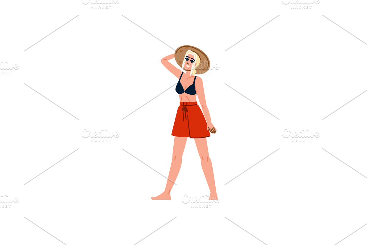 Smiling blonde woman wearing summer, an Object Illustration by pikepicture