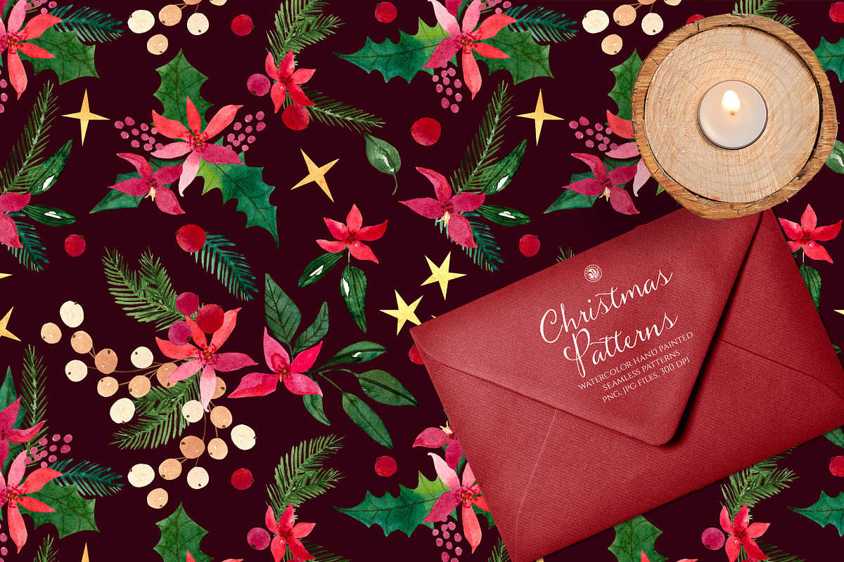 Watercolor Christmas Patterns Set, a Pattern Graphic by Webvilla Studio (Photo 3 of 6)