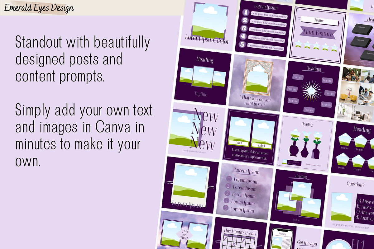 455 Canva Purple Instagram Template, a Social Media Template by Emerald Eyes Design (Photo 5 of 11)