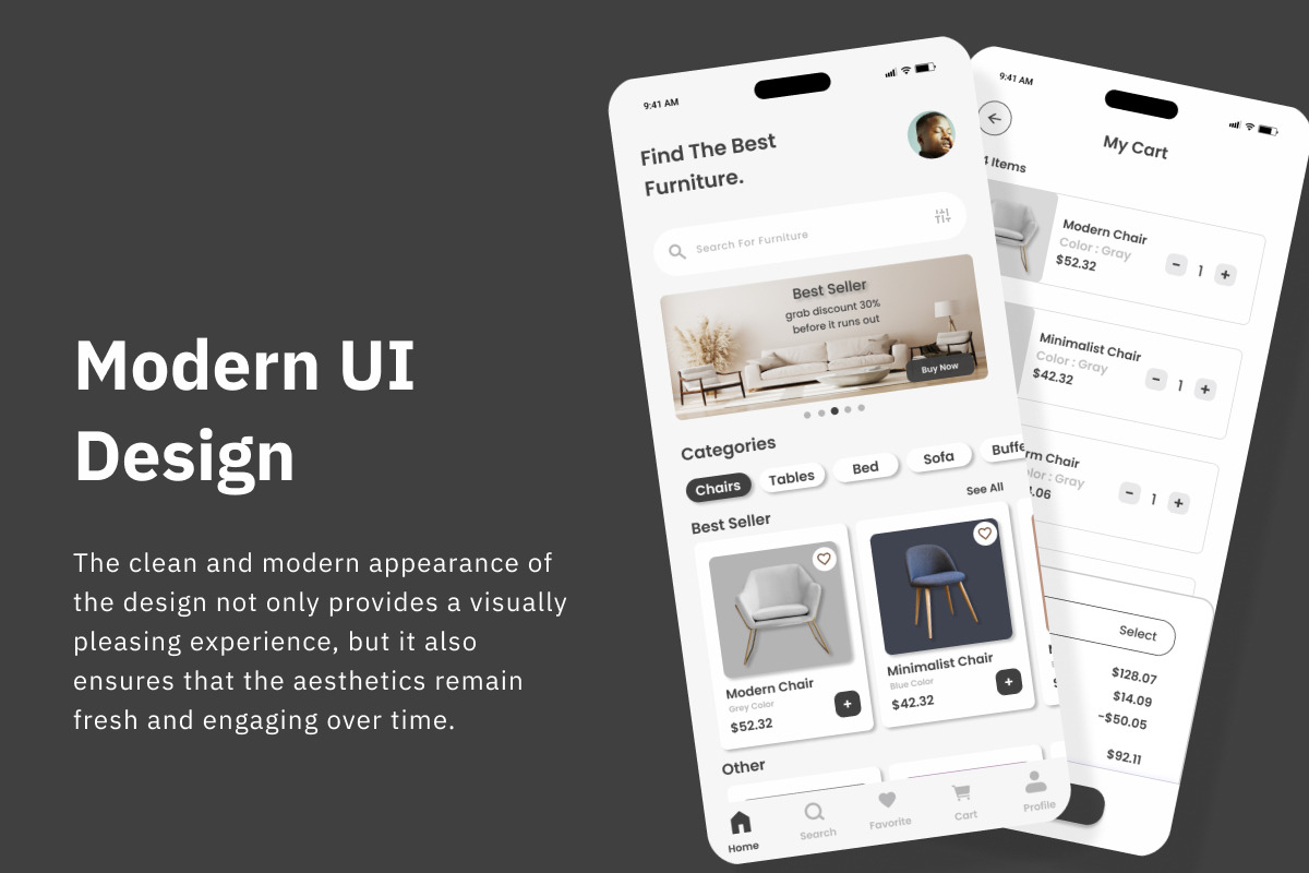 Furni Find - Furniture Mobile App, an App Template by trabaskriya (Photo 2 of 5)