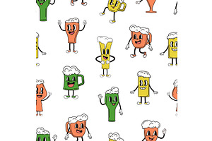 Groovy beer glasses characters, a Food Illustration by LadadikArt