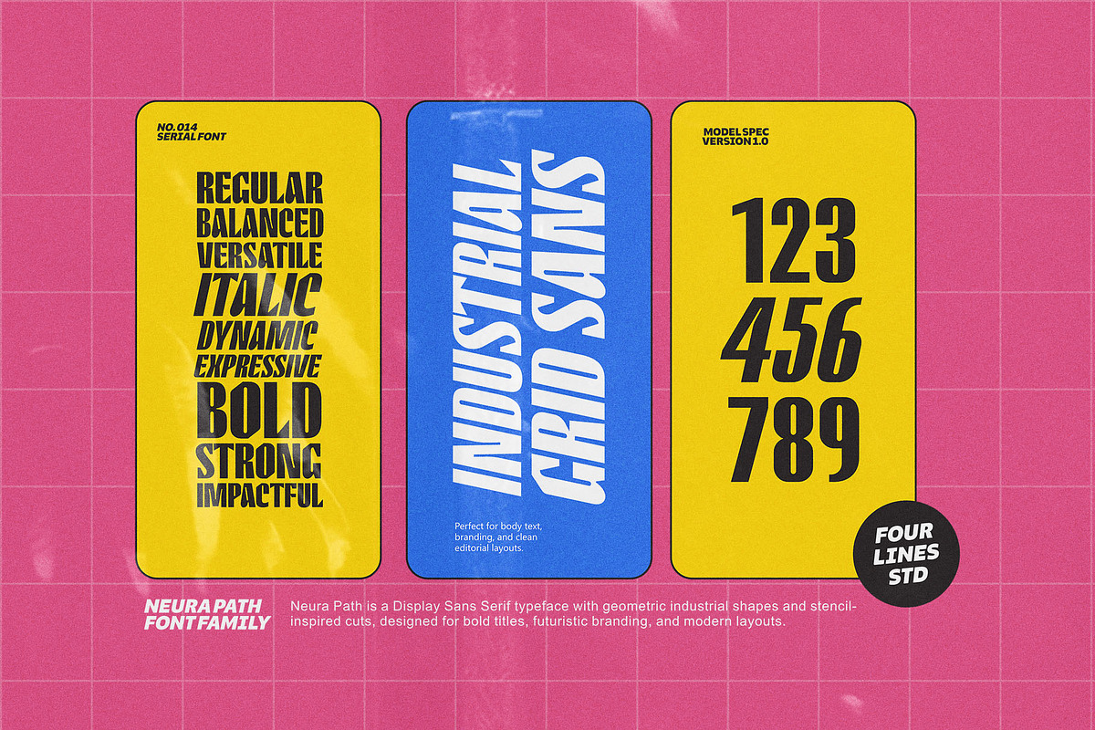 Neura Path – Industrial Display Sans, a Font by Four Lines Std. (Photo 2 of 9)