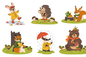 Cartoon forest animals illustration, an Illustration by Barsuk's Shop