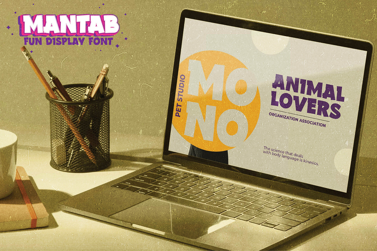 MANTAB - Fun Display Font, a Font by Gassstype (Photo 4 of 9)