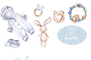 Watercolor NEW Honey Baby BOY, an Animal Illustration by S_ARTLOVE (Thumbnail 3 of 9)