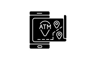 ATMs Map Black Glyph Icon