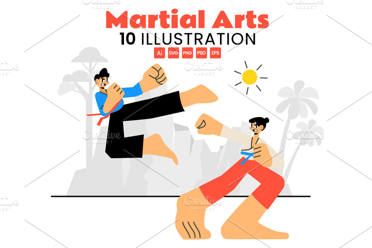 10 Martial Arts Vector Illustration, a Sport Illustration by denayunebgt (Photo 1 of 4)