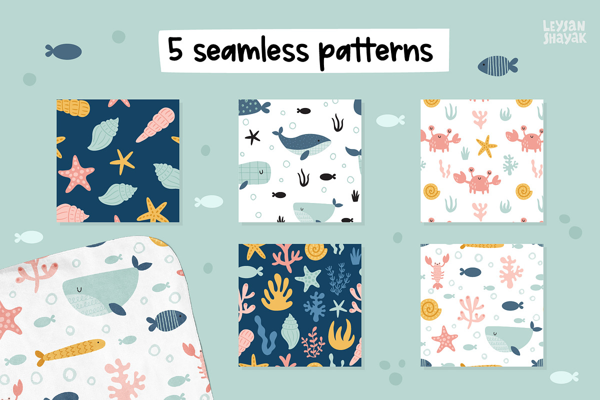 Under the sea cute clipart for kids, an Animal Illustration by Leysan Shayak (Photo 7 of 11)
