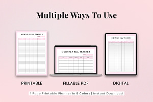 Fillable Monthly Bill Tracker Printa