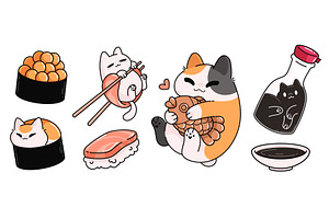 Kawaii sushi cats - cute kitten, an Animal Illustration by art PVP - market