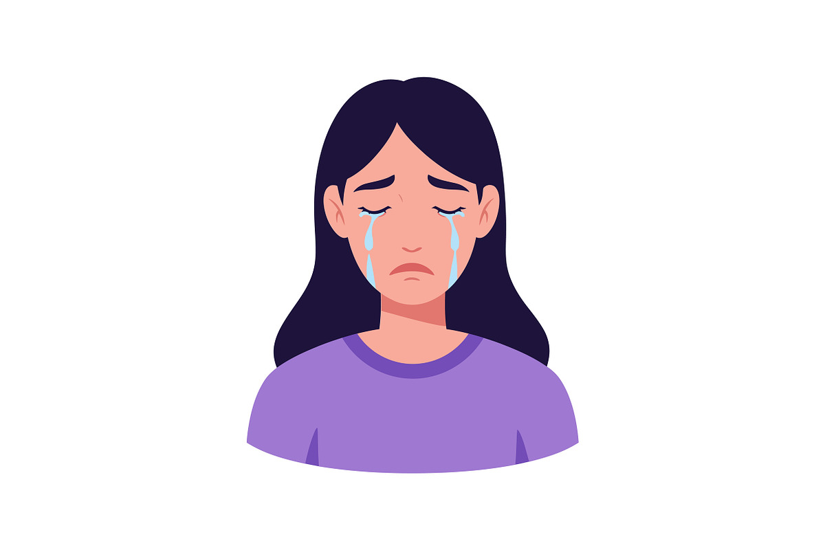 Sad woman with tears on her cheeks i, an Illustration by designvectx