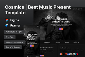 Cosmics | Best Music Present Framer, an UI Kit Template by Pixel Blend