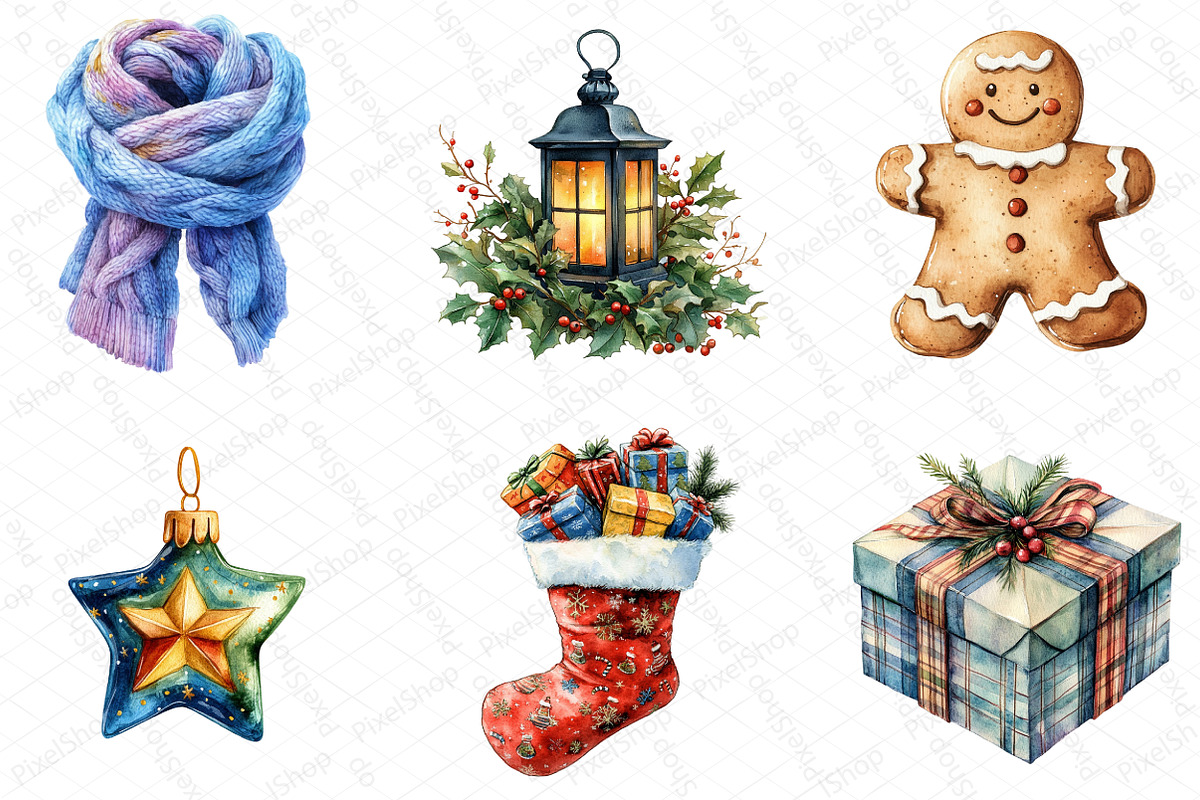 Watercolor Cozy Winter Christmas Cli, an Illustration by DreamPrint404 (Photo 5 of 6)