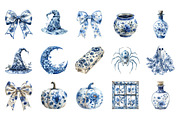 Blue & Ivory Chinoiserie Halloween, an Illustration by SinaCreation (Thumbnail 2 of 5)