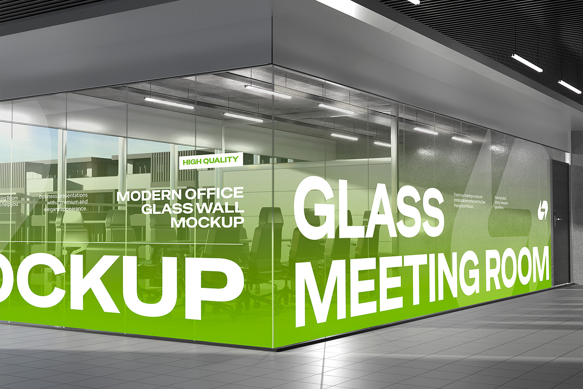 Glass Meeting Room Mockup, an Advertising Mockup by Unerispace (Photo 2 of 4)