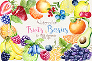 Watercolor fruits and berries, an Object Graphic by SimpleWishesArt (Thumbnail 1 of 4)