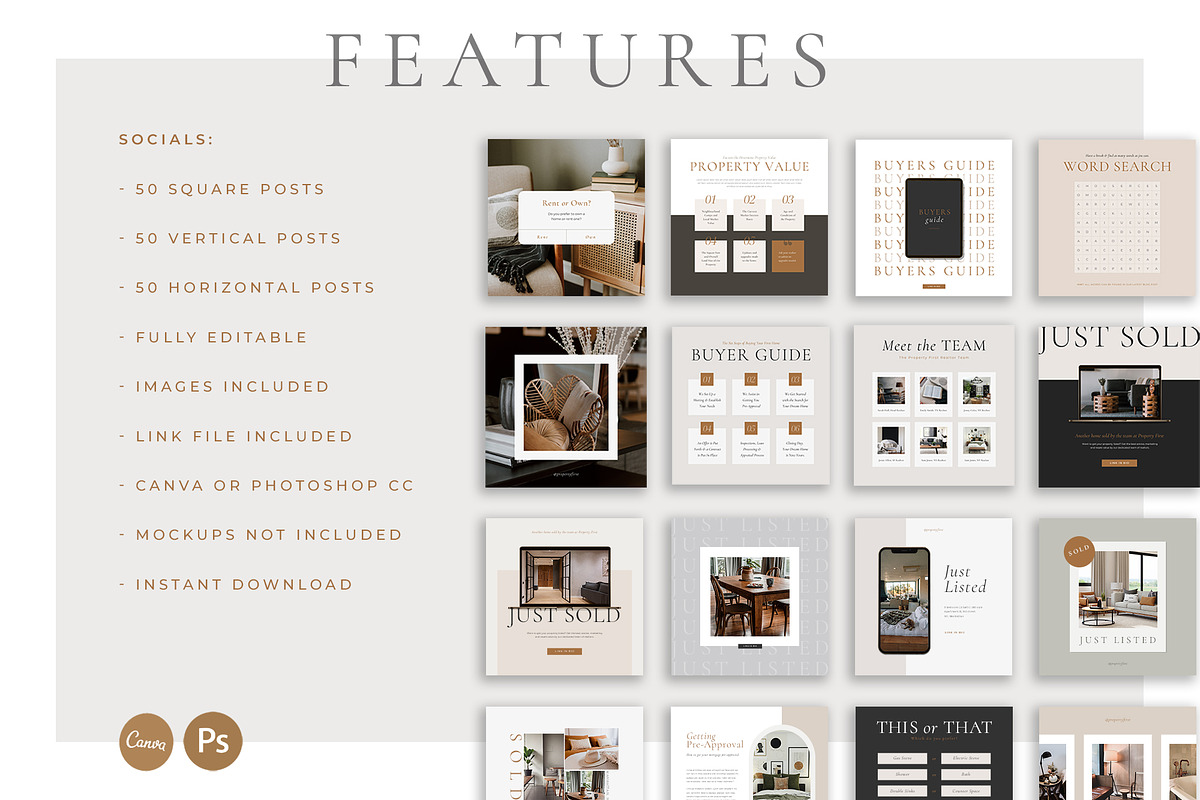 Real Estate Social Pack | Canva | PS, a Social Media Template by Marigold Studios (Photo 2 of 9)