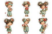 Whimsical Mother Day Girls Clipart, an Illustration by Daily.Designs (Thumbnail 3 of 5)
