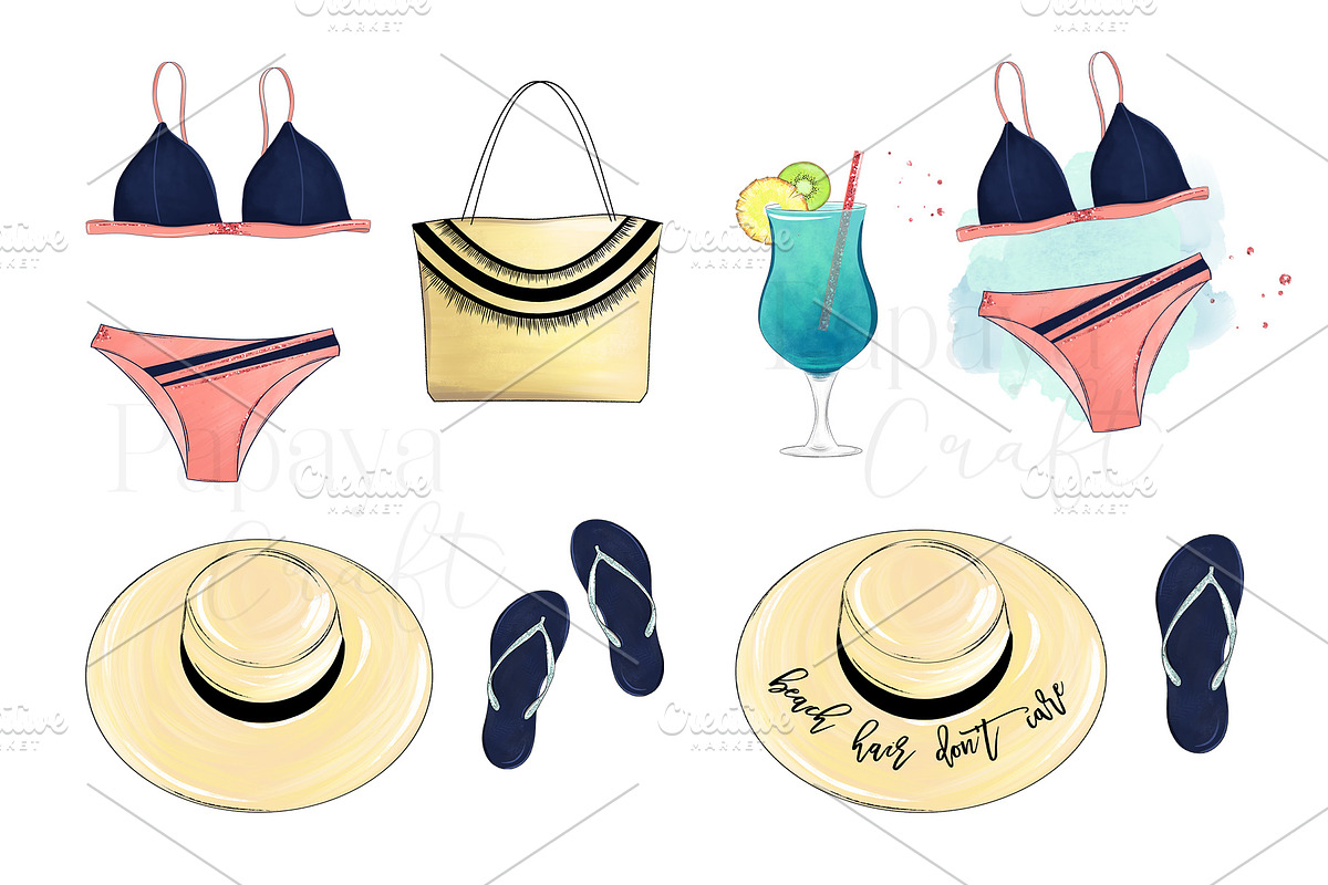 Beach Fashion Clipart, an Illustration by Papaya Craft (Photo 3 of 4)