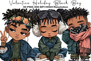 Valentine Holiday Black Boy Clipart, an Illustration by Black Bird Studio (Thumbnail 1 of 6)