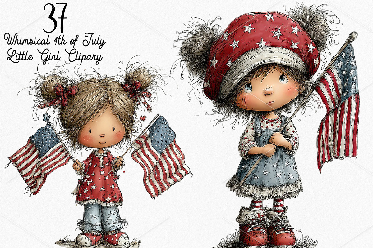 Whimsical 4th of July Little Girl, a Seasonal Illustration by Canvas Craft (Photo 1 of 7)